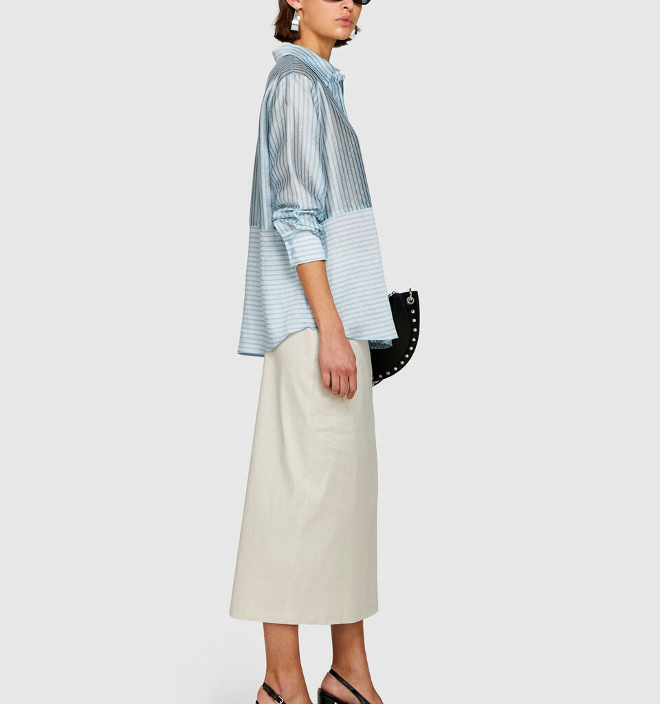 Oversized striped shirt - women's shirts - Light Blue | Sisley image number 2